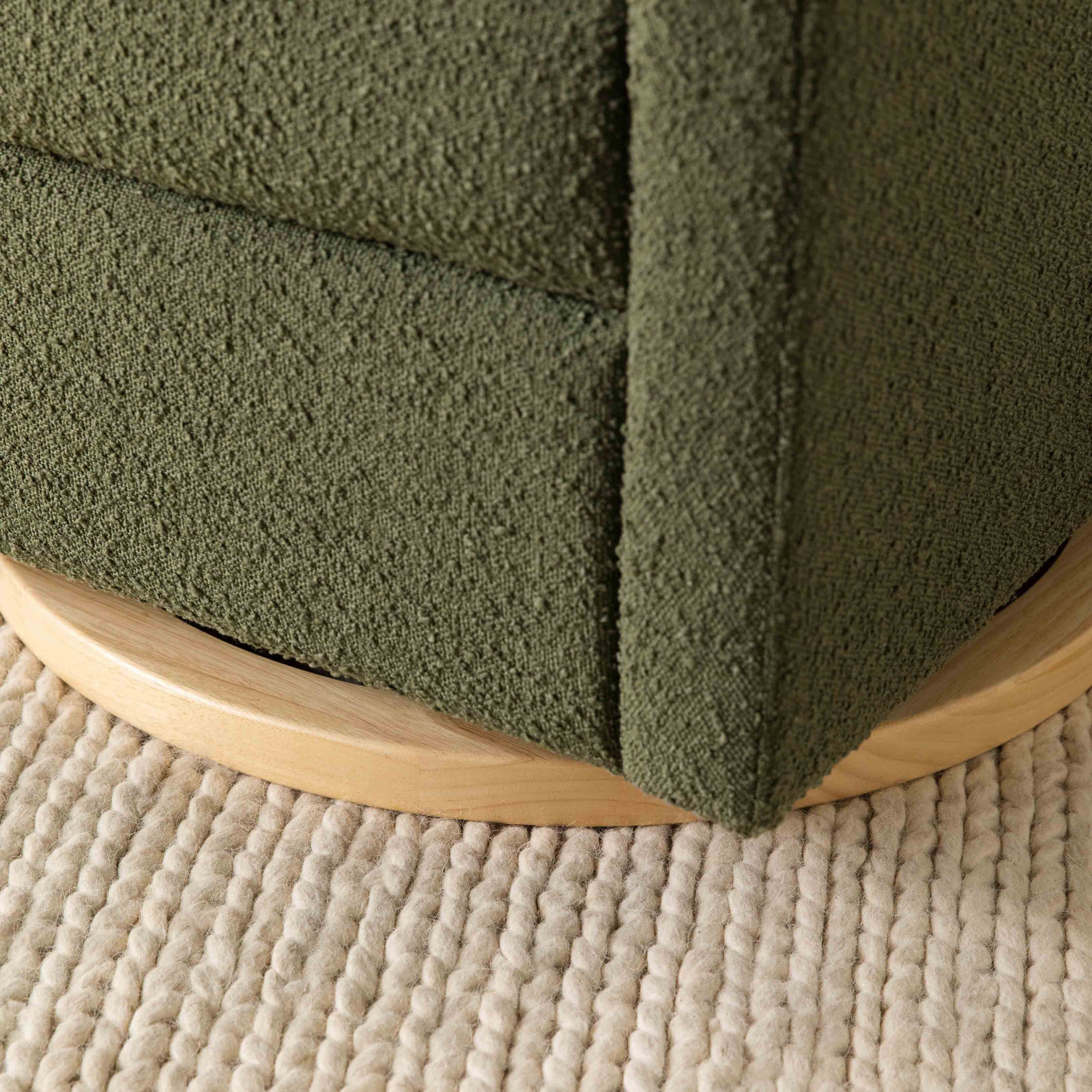 Kiwi Swivel Glider, Olive Boucle