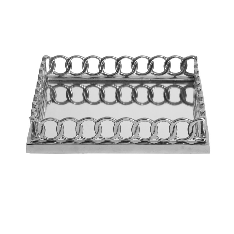 Clare Metal Tray for Living Room & Dining Tabletop, Mirrored Tray for Decor, 7cm H x 35cm W x 35cm D