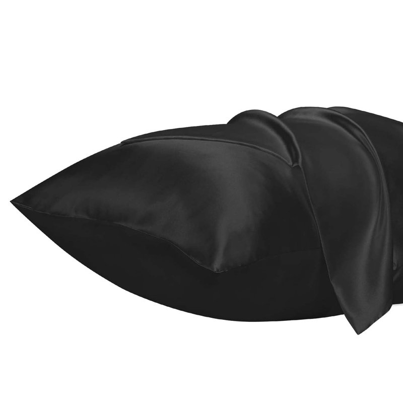 Housse de coussin réversible en soie, H 20 po x l 26 po, Noir