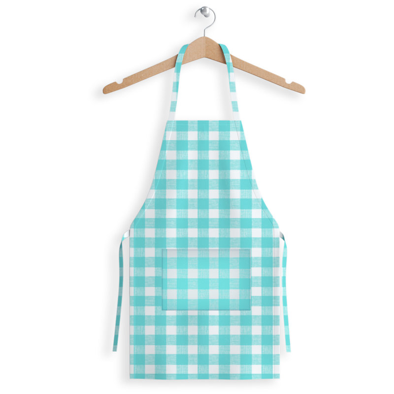 Plaid Bib Apron, Aqua