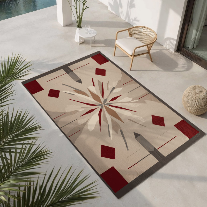 Crystal Divide Indoor And Outdoor Area Rug, Rectangle 4' x 6'