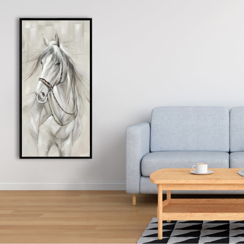 Worthy White Horse - Toile encadrée pour le décor de la chambre à coucher, H 49,25 po x l 25,25 po