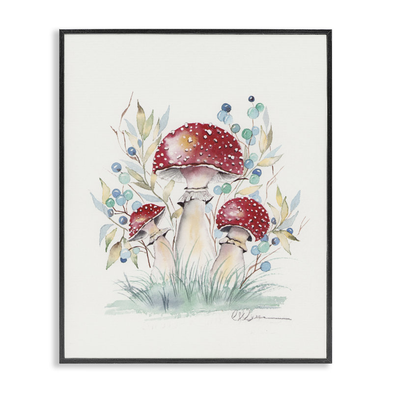 Estampe numérique champignon Toadstool, design par Cady, Giclée encadrée noir minuit, H 30 po x l 24 po