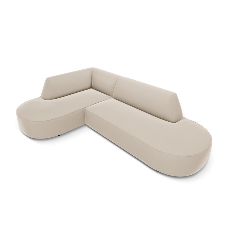 Adoraim 4 Seater Velvet Sofa & Chaise, Beige, Left Hand Facing