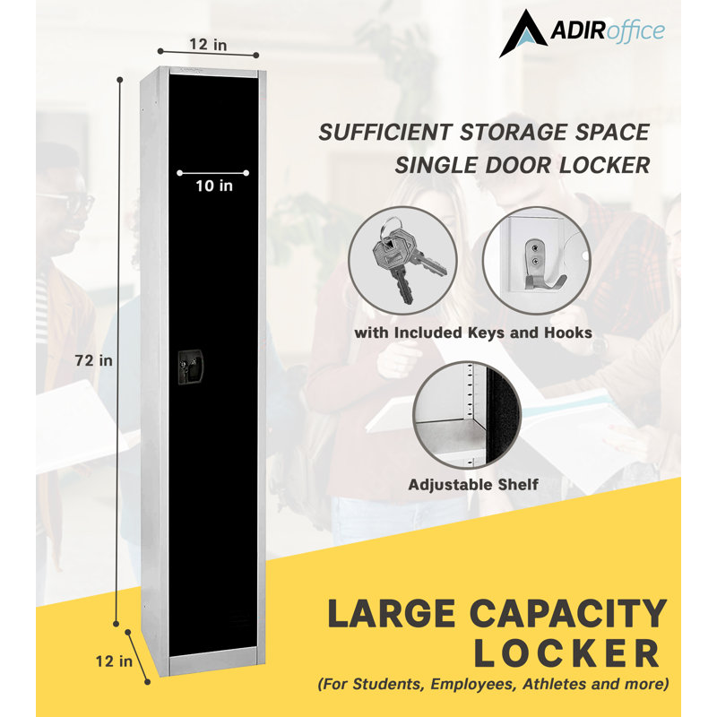 AdirOffice Black Steel 72" Freestanding Single-Tier Locker