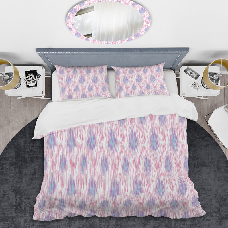 Motif ethnique rose - Ensemble de housse de couette abstrait - Polyester en microfibre