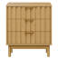 ‌ Commode contemporaine à 3 tiroirs en bois naturel, armoire à panneau cannelé avec poignées à bords cachés‌