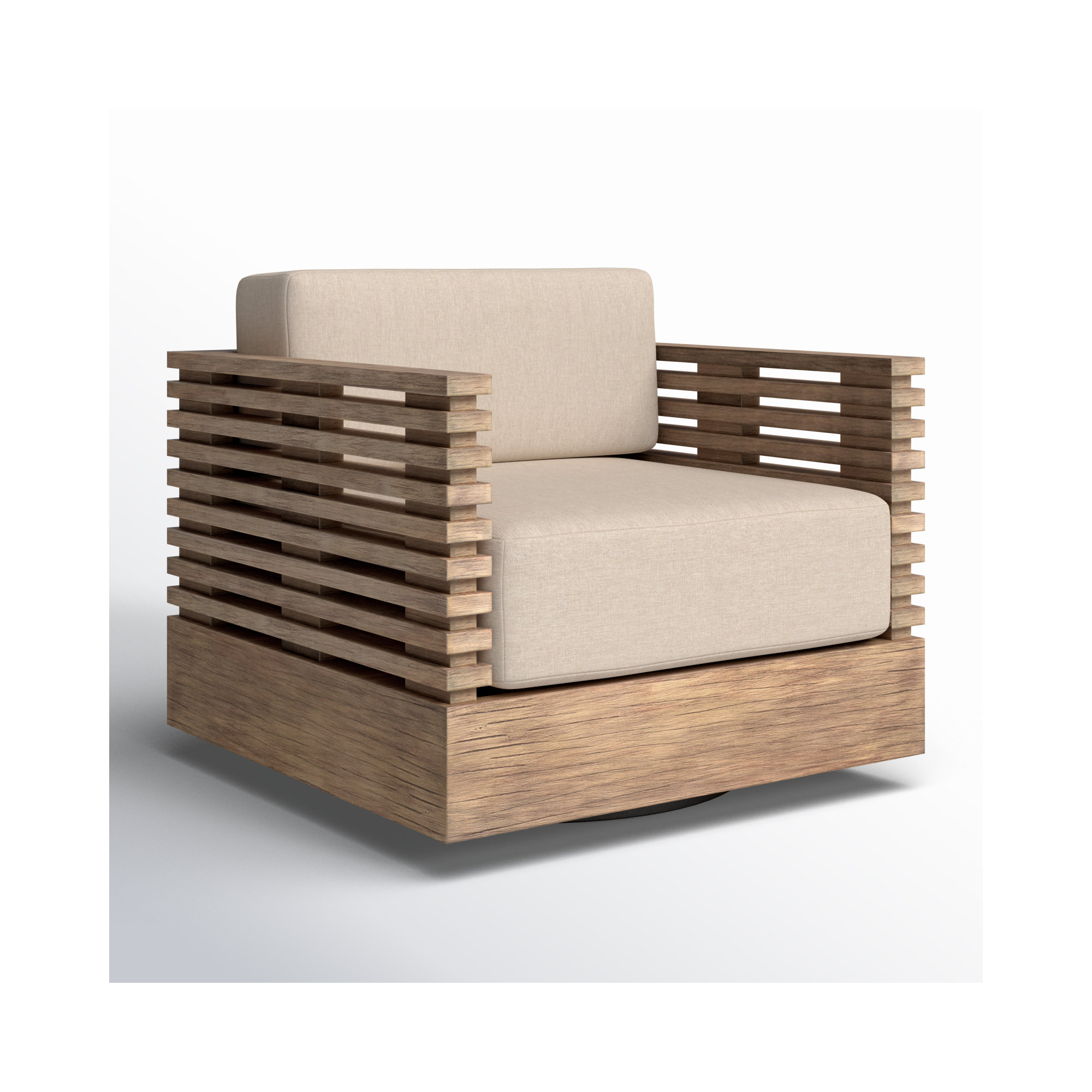 Fritz Swivel Eucalyptus Outdoor Lounge Chair, Taupe Performance