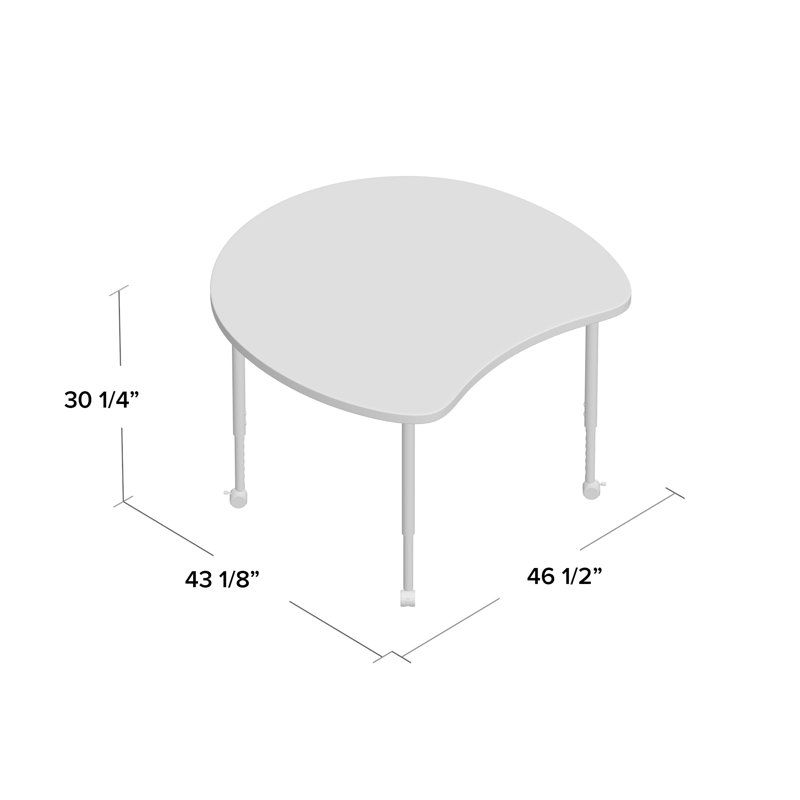 Structure Series Collaborative Crescent Dry-Erase Whiteboard Activity Table with Casters, Silver