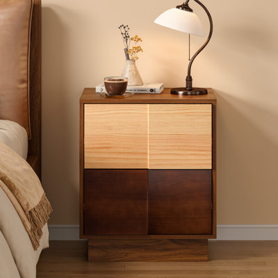 Table de chevet en bois massif de couleur contrastante 19,7 po