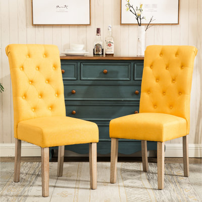 Yellow Solid Wood Dining Chairs, Modern Look Stylish Seats, Frame