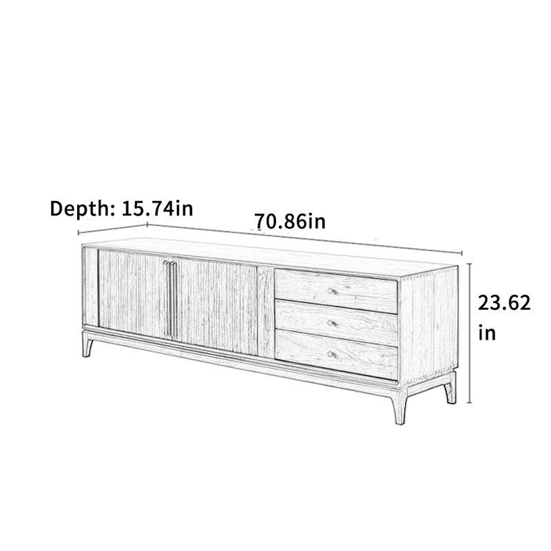 Meuble télé avec volet roulant, 70.86"