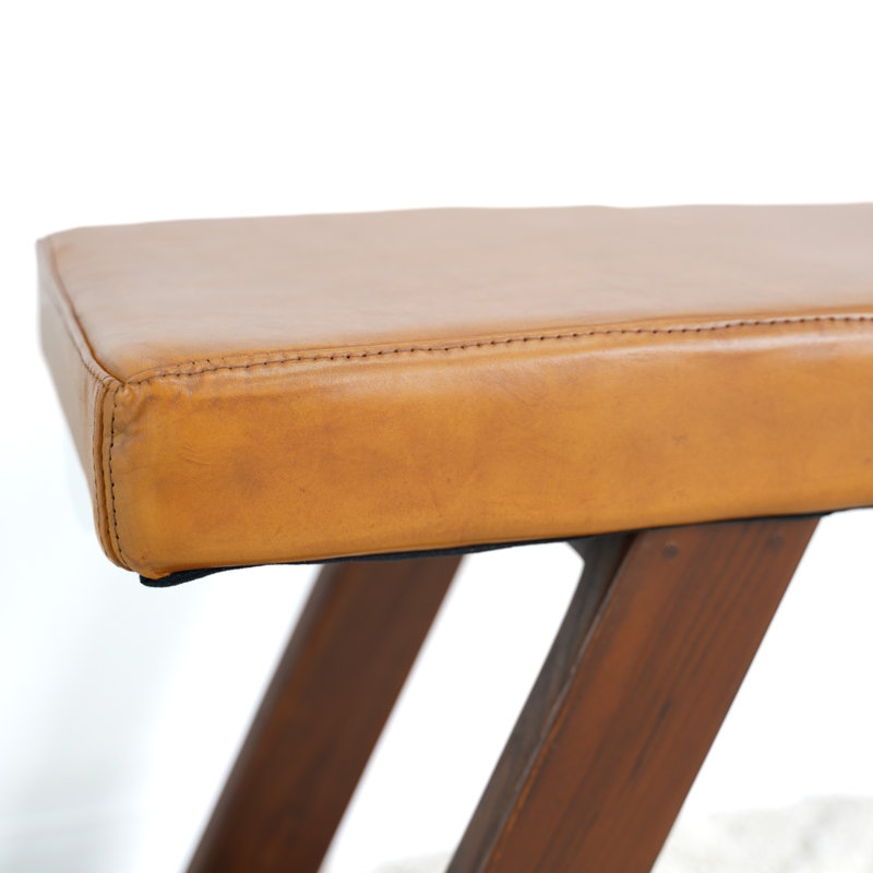 Violetta Genuine Leather Upholstered Bench