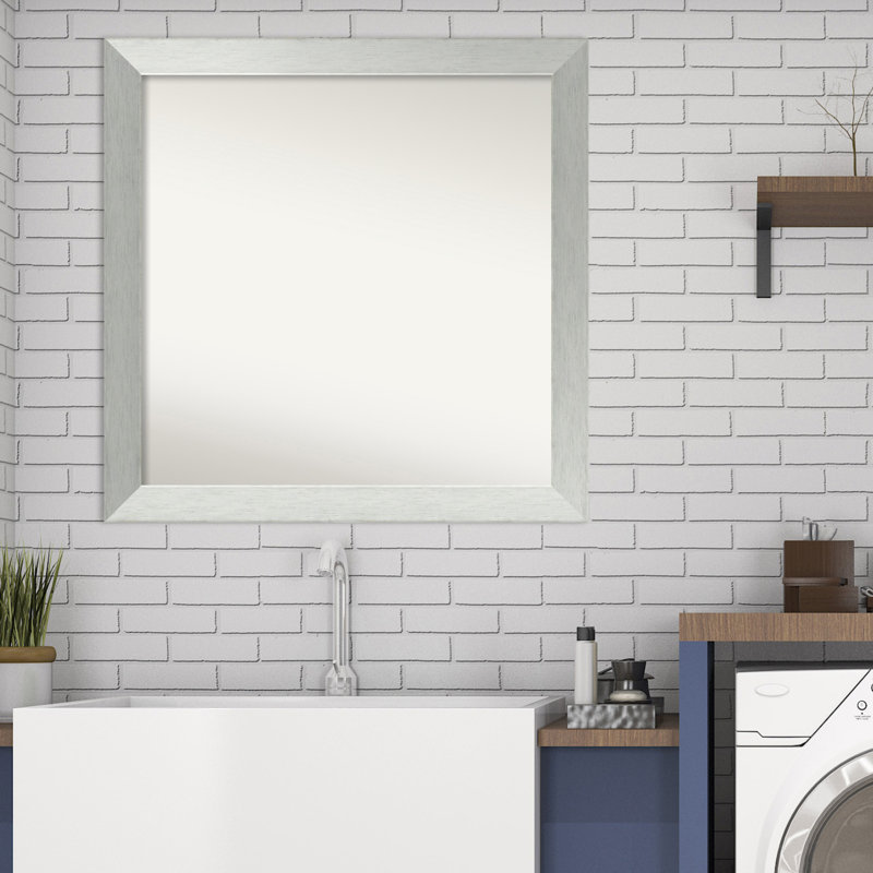Miroir de salle de bain mural en argent brossé, 30 po x 30 po