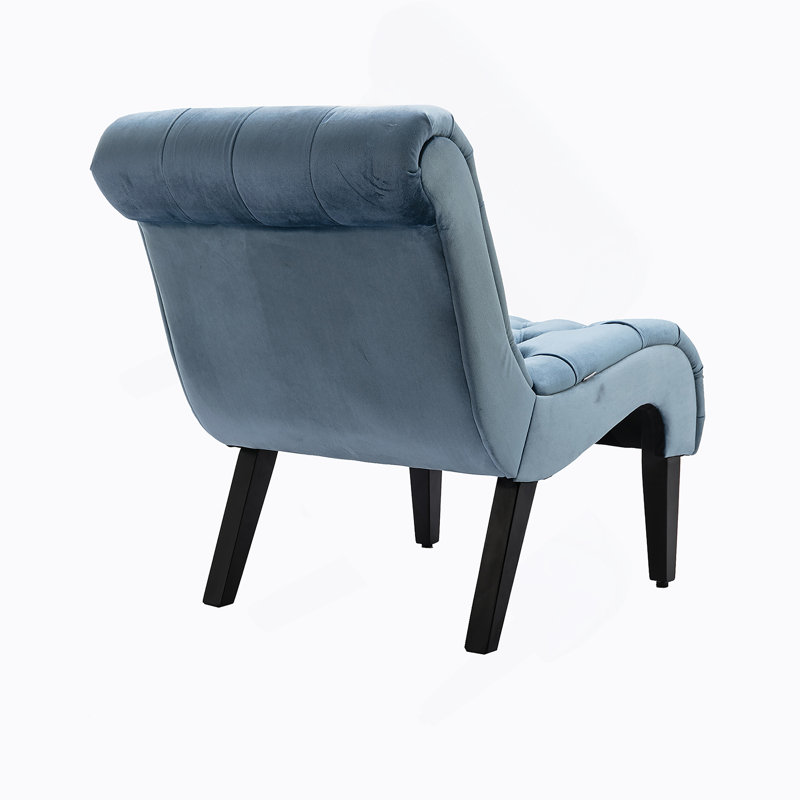 Comfortable Velvet Armless Accent Chair For Various Rooms, Enhancing Décor, Light Blue
