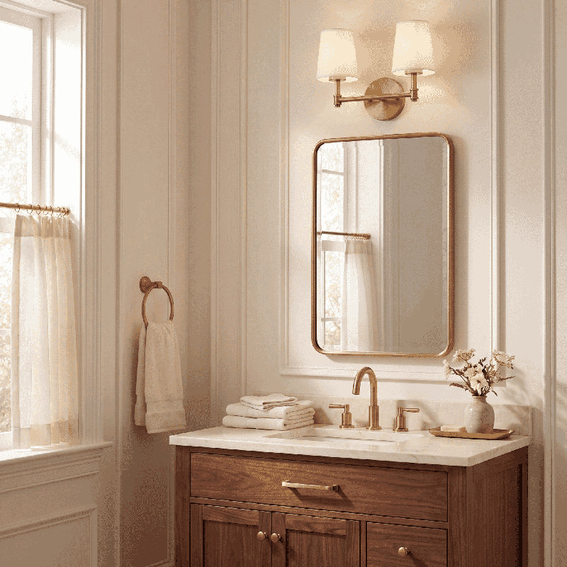 Edin 2-Light Dimmable Brass Vanity Light