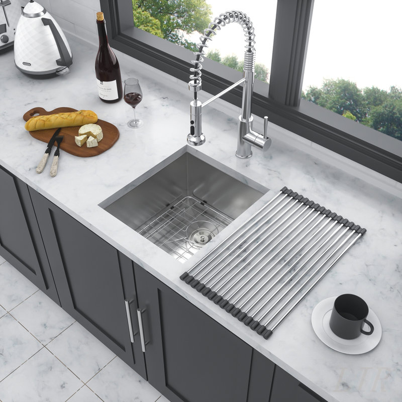 13 Inch Undermount Stainless Steel Kitchen Sink, 16 Gauge, 9 Inch Deep Single Bowl for Durable and Quiet Performance