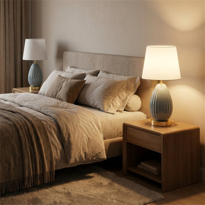 18-inch Table Lamp Set (Set of 2), with E26 Socket (bulbs not included), Wrought Iron Base, Bedside Table Lamp