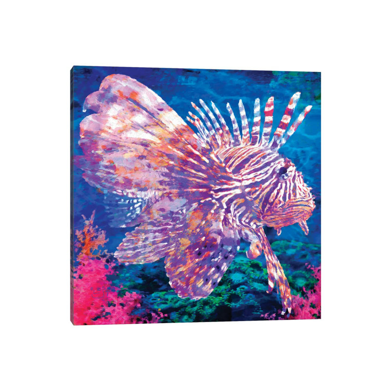 Lion Fish - Wrapped Canvas Painting, 30.48 cm H x 30.48 cm W