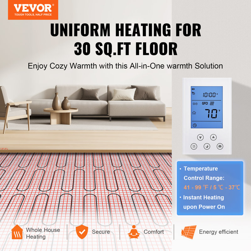 Tapis chauffant 120 volts, 30 pieds carrés
