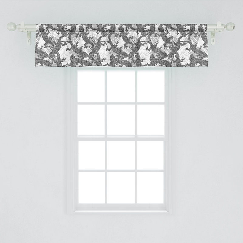 Ensemble de 2 cantonnières ornées de style bohème Ambesonne Gecko gris pâle / blanc, L 54 po x L 12 po