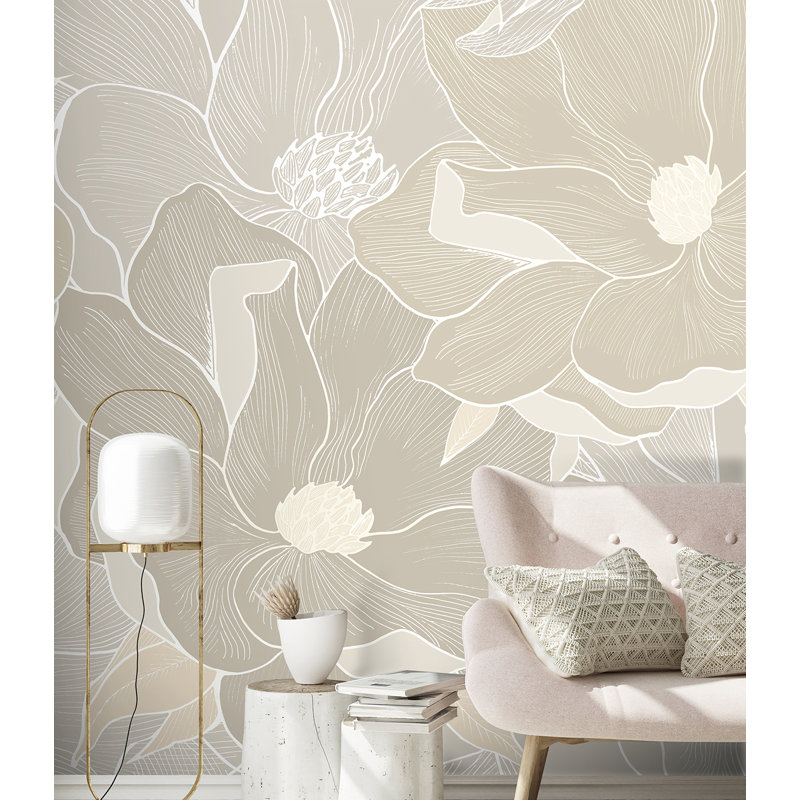Soft Magnolia Taupe Wall Mural