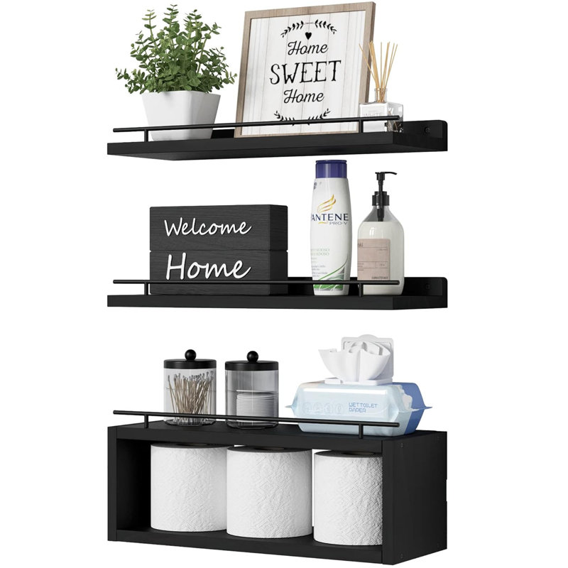 Floating Shelves, 3 Pcs, Black