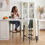 Tabouret de bar H 26 po entièrement assemblé, tabouret de bar rembourré en cuir Saddle avec siège rembourré, tabouret de bar à hauteur de comptoir avec repose-pieds à structure en métal pour îlot de cuisine, vert-2110897007-2110765625
