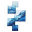 Ensemble de 5 impressions murales bleues Tachisme Waves