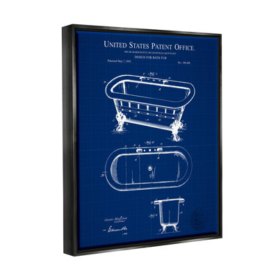 "Blue Bathaign Brevet Blueprint" par Karl Hronek - cadre flottant, impression sur toile