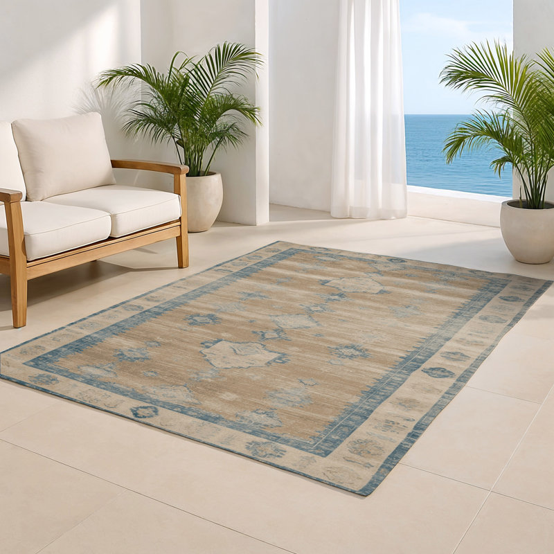 Tapis d'intérieur et d'extérieur surteint beige, Rectangulaire 8 pi x 10 pi
