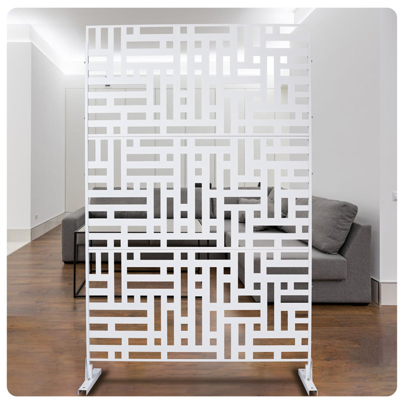 Metal Outdoor Privacy Screen, 76" H x 48" W x 16" D, Blanc
