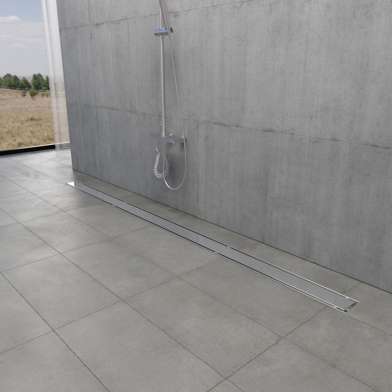 Kingston Brass Watercourse 60-Inch Stainless Steel Linear Shower Drain With Flange And Hair Trap, Polished Chrome