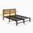 Kathlean Metal Bed Frame With Wooden Headboard, RGB Lights, Outlets & Charger, Storage Shelf, Noise-Free, No Box Spring Needed-589201465-589201476