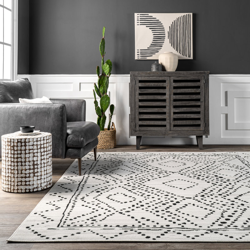 Tapis noir / ivoire Catoosa, Rectangle 3 pi x 5 pi