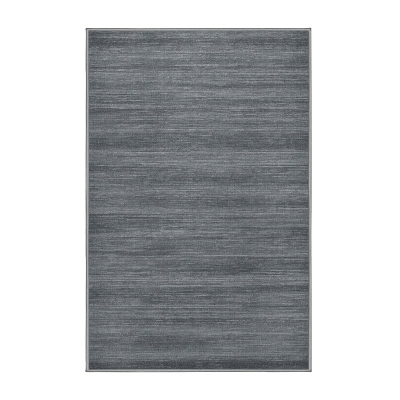 Machine Washable Solid Gray Area Rug, Rectangle 5' x 7'