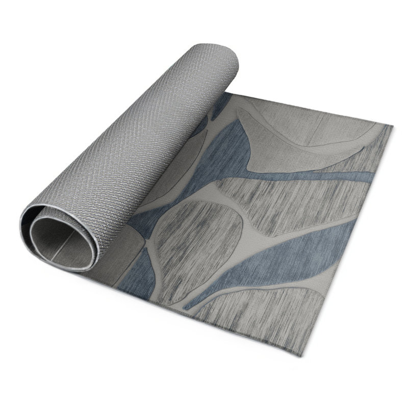 Tapis brun abstrait intérieur et extérieur, Rectangulaire 3 pi x 5 pi