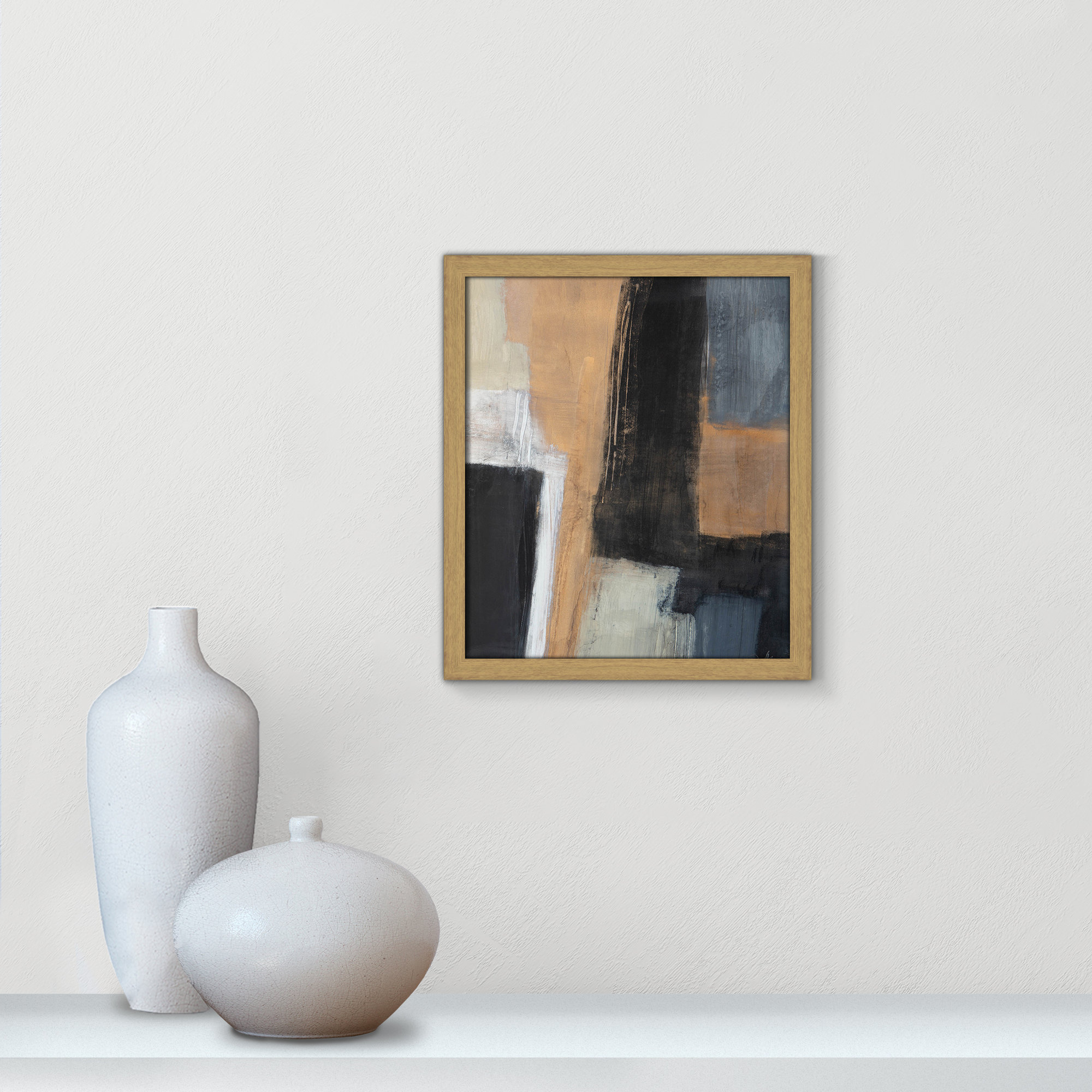 Metallic Slate I by Casa Fine Arts, Natural Slim Unmatted Picture Framed, 15" H x 13" W x 1.25" D