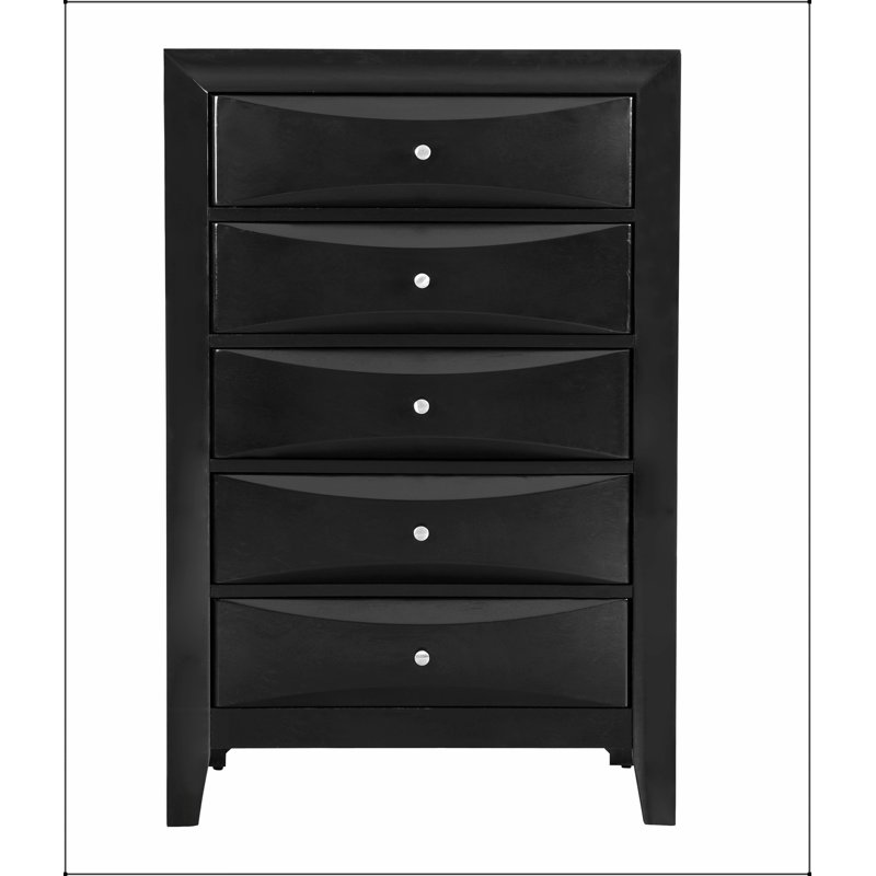 Coffre Marilla G1500-CH, solution de rangement durable et élégante avec placages de bois véritable et finition noire élégante