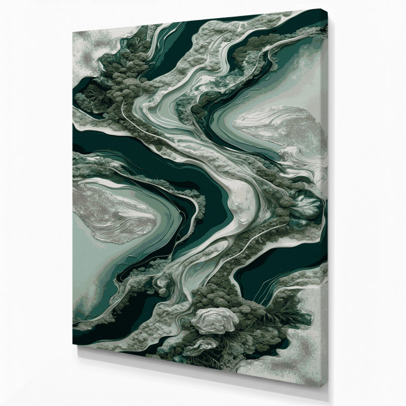 Abstrait paysage 59, art mural sur toile verte