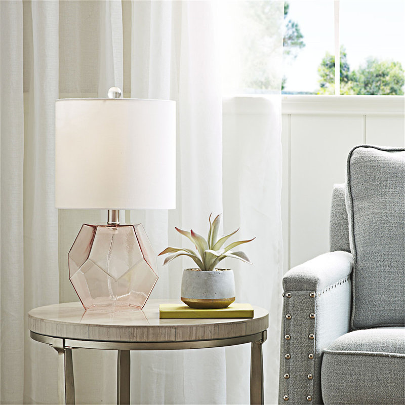 Lampe de table géométrique en verre avec lumière ambiante douce
