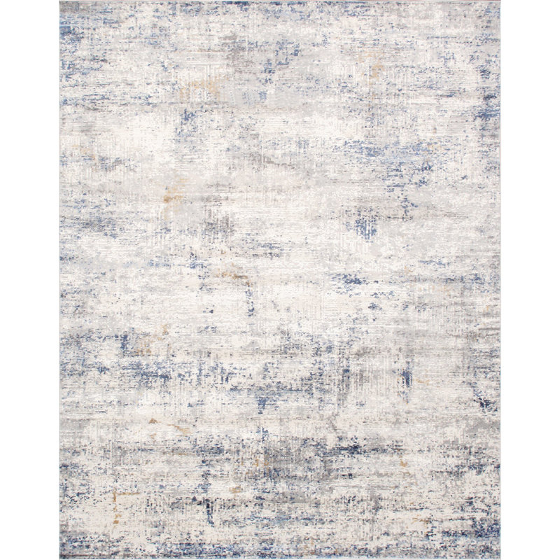 Luxurious Modern Edge 4' x 6' Rectangular Gray Synthetic Rug