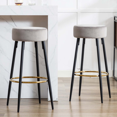 Yes Upholstered Velvet Bar Stool with Iron Frame