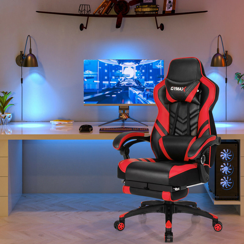 Chaise de bureau d'ordinateur de bureau Gymax, Rouge