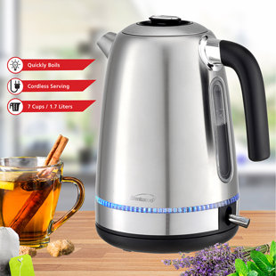 Kenmore 1.7L Cordless Electric Tea Kettle with 6 Temperature Pre