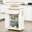 Chariot pour îlot de cuisine roulant avec tiroir, tablette réglable et 2 porte-serviettes en blanc crème, parfait pour un espace de rangement et de travail supplémentaire.