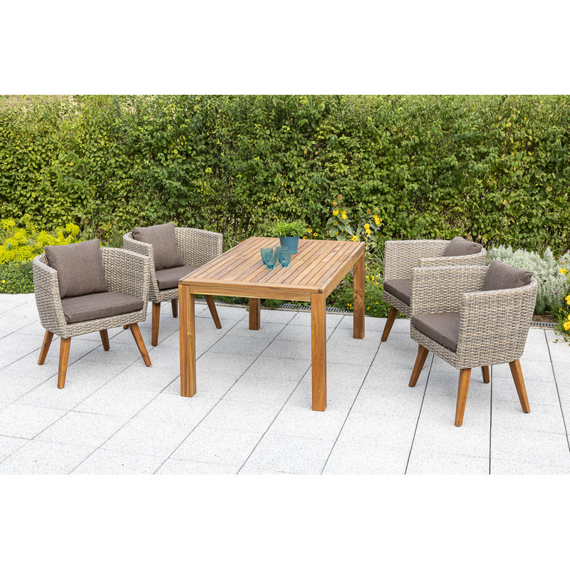 Lanora 4 - Person Patio Dining Set with Rectangular Table , Cushions Included