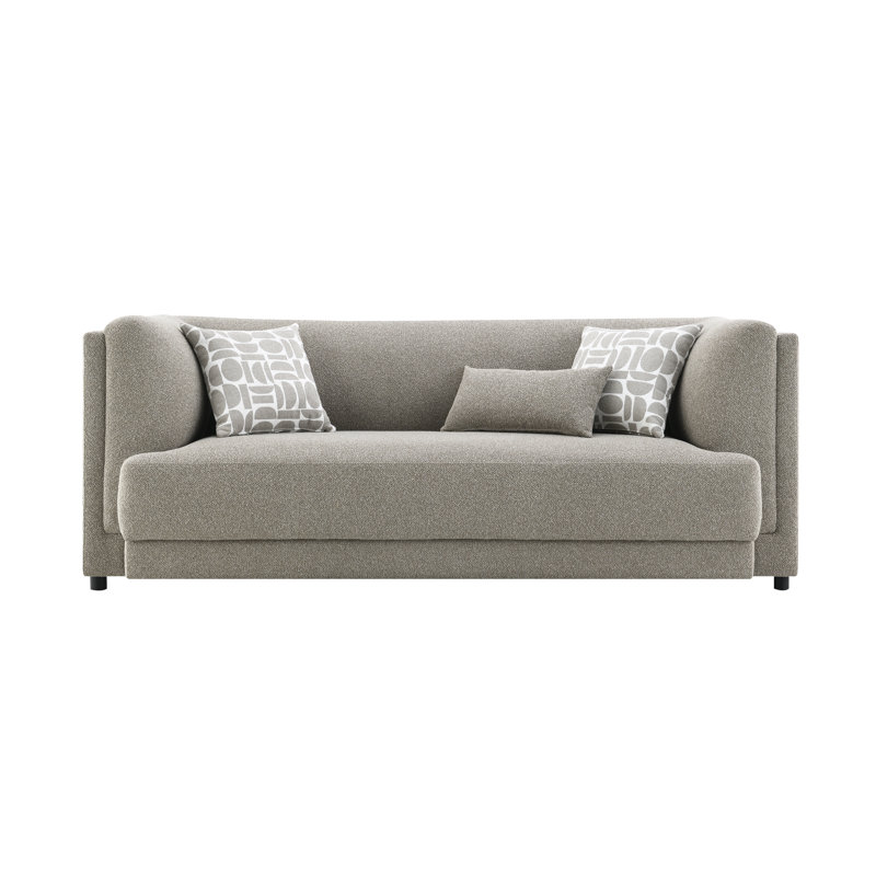 Canapé contemporain avec 3 coussins en tissu chenille gris