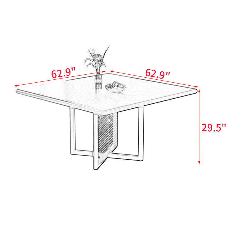 Table de salle à manger Cario, H 29,5 po x L 62,9 po x l 62,9 po