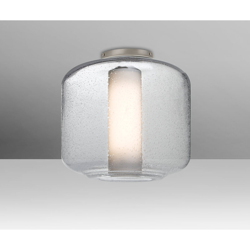 Spero Glass Semi Flush Mount, Satin Nickel, Clear
